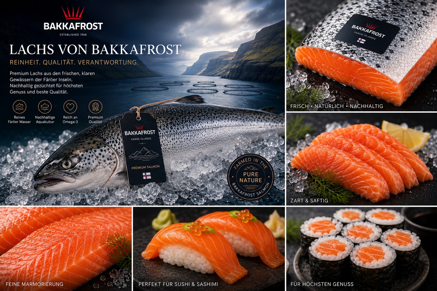 Bakkafrost Lachs von den Färöer-Inseln — Premium Salmon, sushi-grade